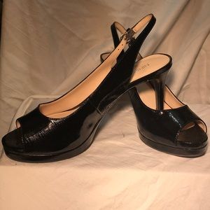 Sling back open toe heel